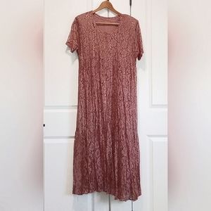 Shimmery Lace Lined Boho Maxi Dress Size L